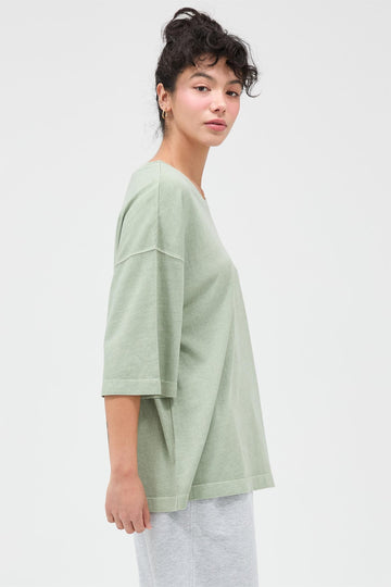 Sage Pigment Oversized Half-Sleeve T-Shirt