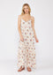 Natural Floral Tiered Button Up Maxi Dress