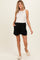 Black Drawstring Pleated Maternity Shorts
