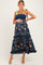 Navy Floral Smocked Shoulder Tie Tiered Maternity Maxi Dress