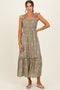 Olive Embroidered Ruffle Strap Smocked Maxi Dress
