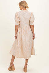 Stone Embroidered Maternity Midi Shirt Dress