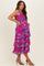 Fuchsia Floral Smocked Tiered Maternity Midi Dress