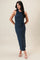 Midnight Jacquard Sleeveless Side Tie Midi Dress