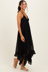 Black Twist Front Lace Maxi Dress