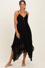 Black Twist Front Lace Maxi Dress