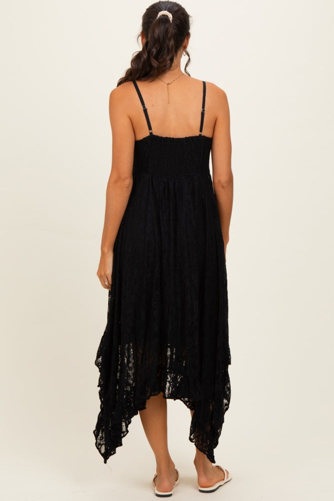 Black Twist Front Lace Maxi Dress