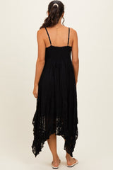 Black Twist Front Lace Maxi Dress