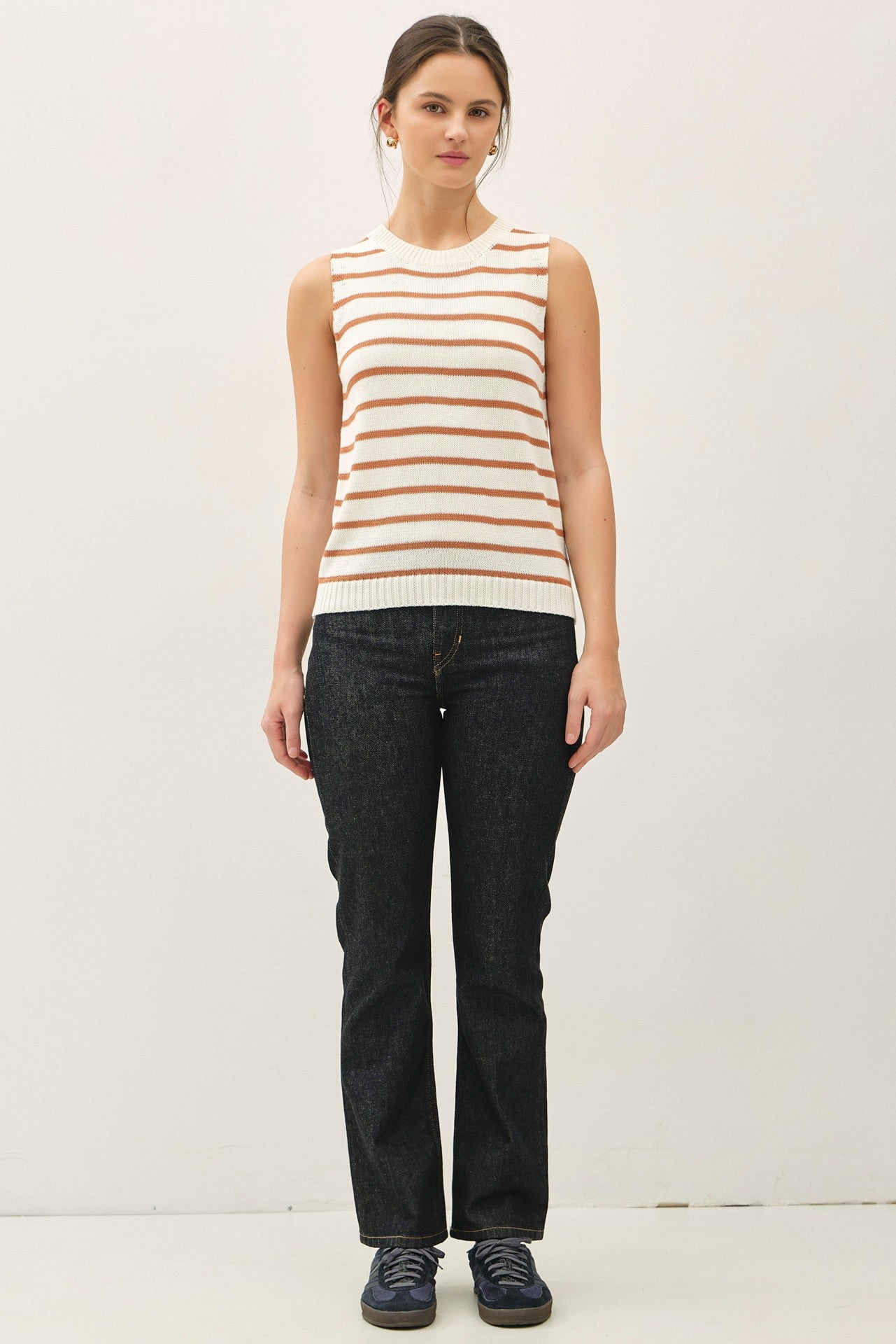 Terracotta Striped Knit Tank