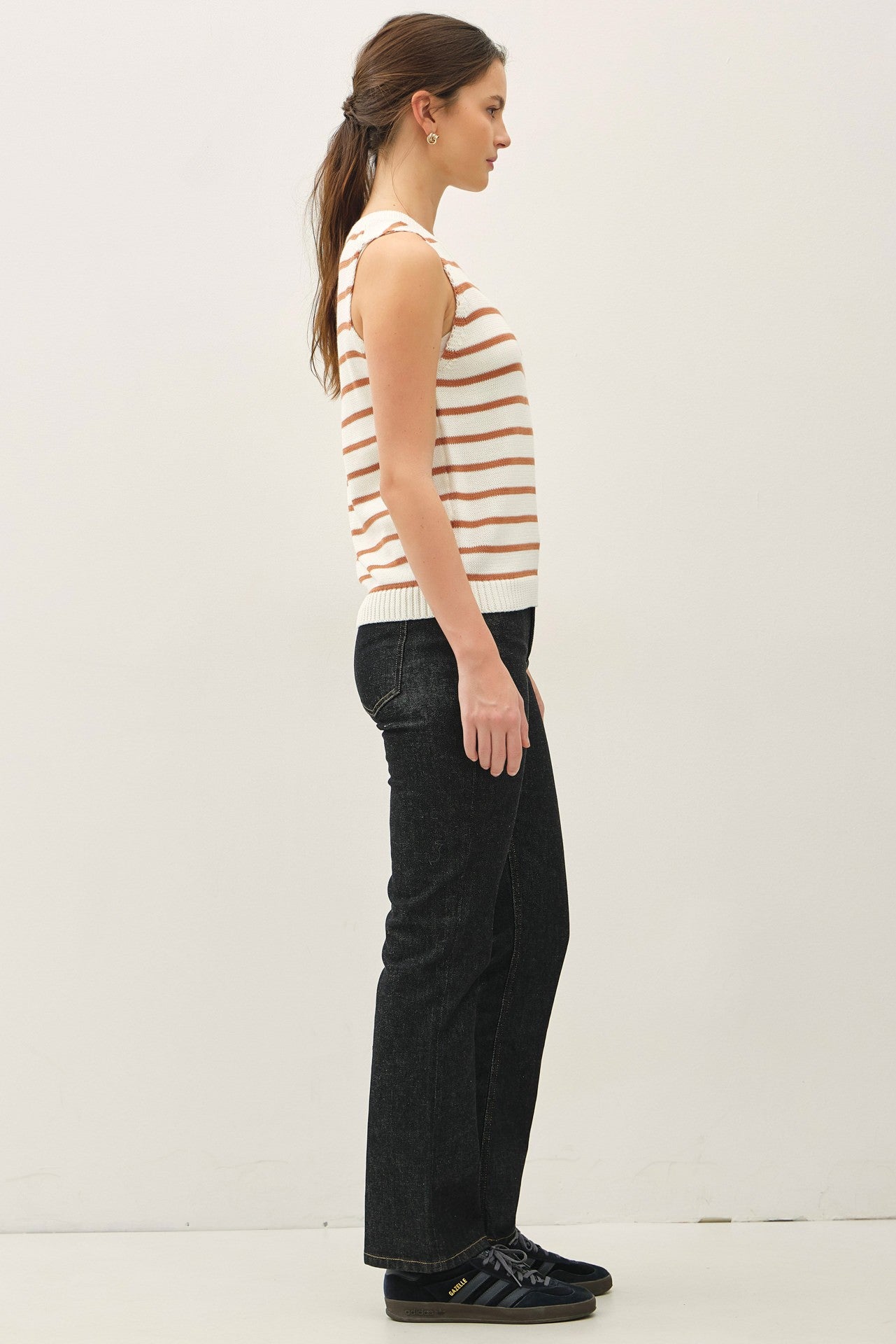 Terracotta Striped Knit Tank