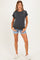 Light Blue Raw Edge Cuffed Maternity Denim Shorts