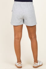 Grey Floral Print Side Stripe Maternity Shorts