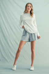Grey Floral Print Side Stripe Shorts