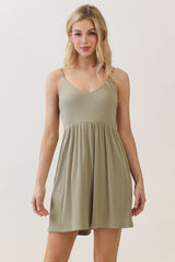 Sage Ribbed Knit Babydoll Romper