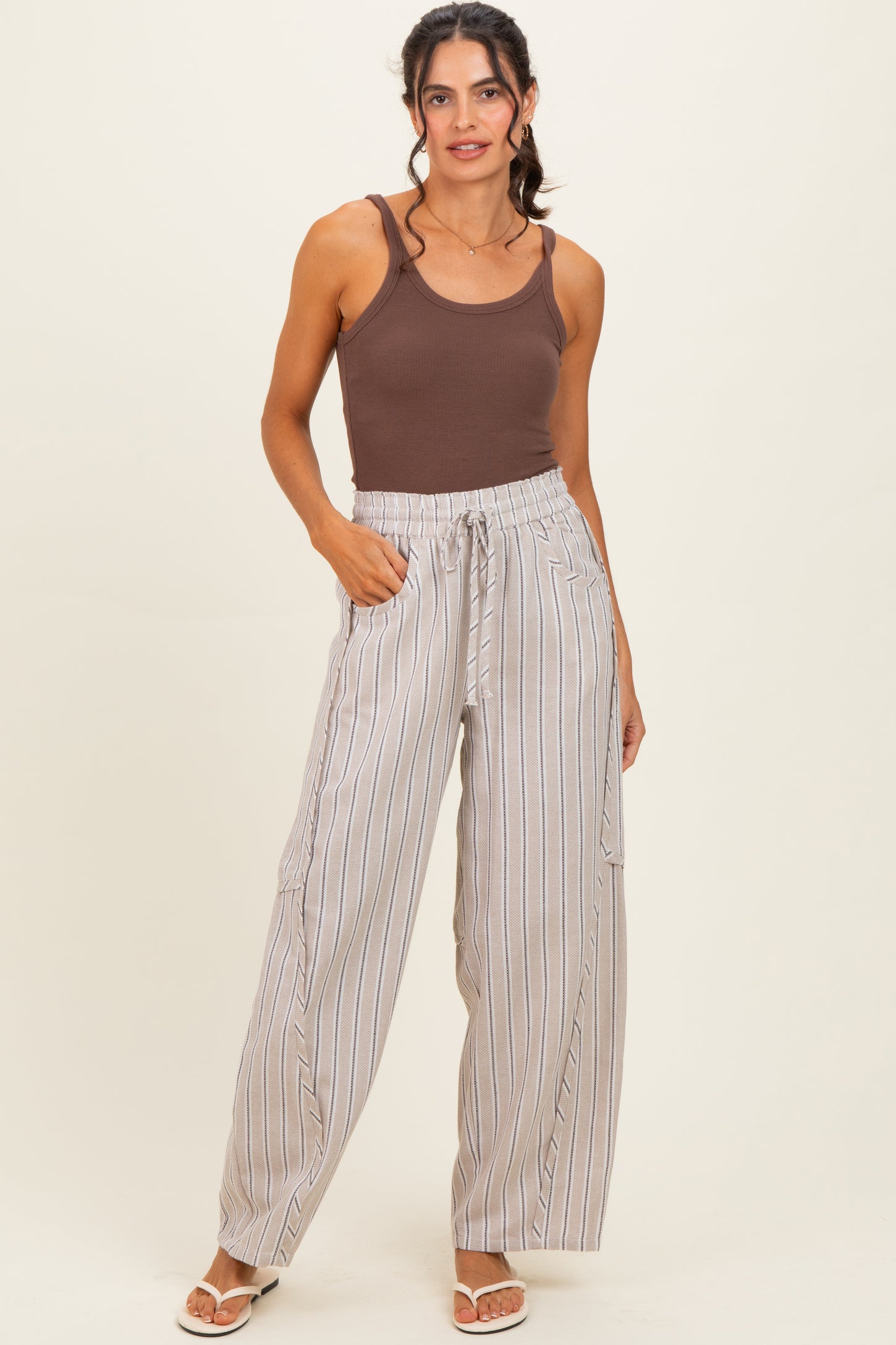 Coconut Washed Striped Pants