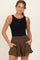 Coconut Brown Soft Washed Elastic Waist Shorts