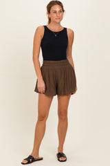 Coconut Brown Soft Washed Elastic Waist Shorts
