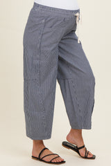 Navy Striped Relaxed Fit Maternity Pants