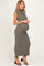 Olive Ribbed Knit Mock Neck Maternity Maxi Dress