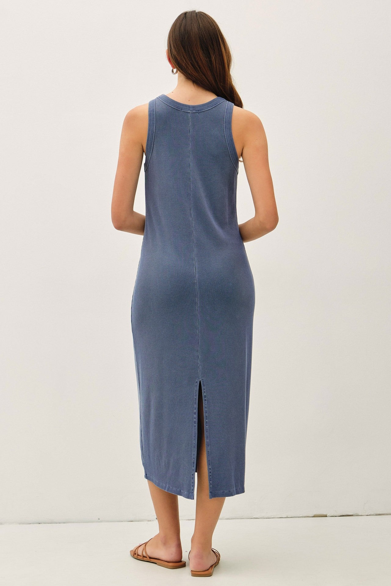 Dark Indigo Ribbed Midi Tank Dress