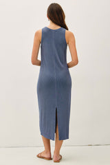 Dark Indigo Ribbed Midi Tank Dress