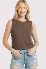 Dark Mocha Knit Sleeveless Maternity Top