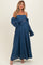 Blue Lace Floral Long Sleeve Maternity Photoshoot Gown/Dress