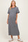 Charcoal Striped Knit Scallop Accent Maternity Maxi Dress