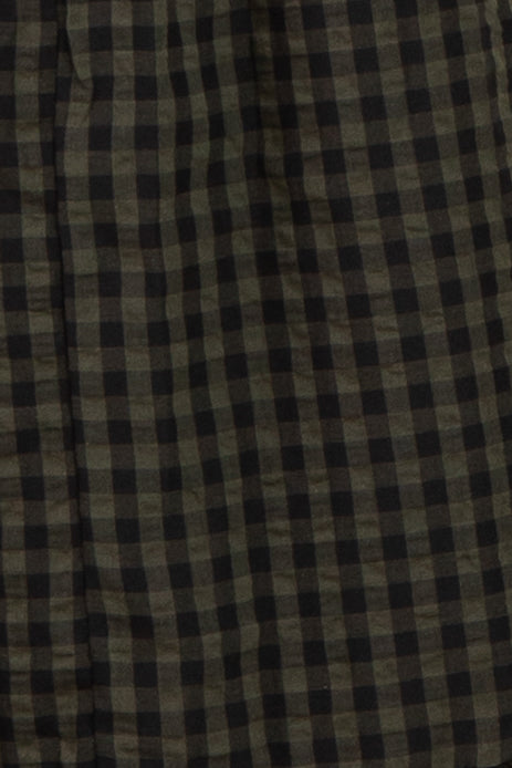 maternity wear black and green gingham patterned dress with a relaxed fit and lightweight fabric