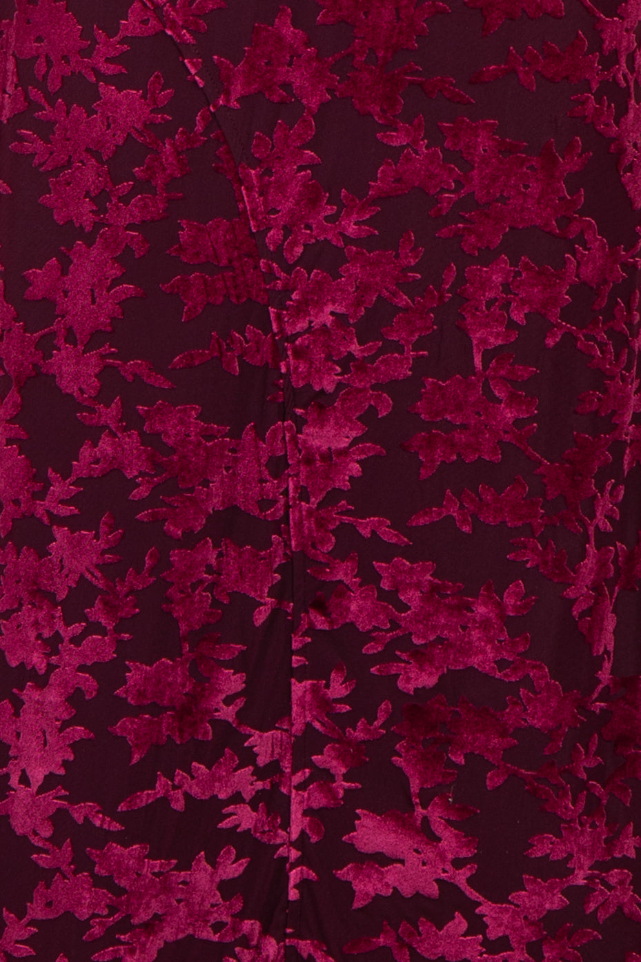 burgundy velvet dress with floral pattern and smooth fabric texture