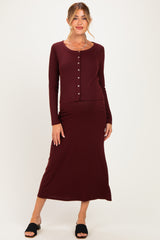 Burgundy Knit Dress Maternity Cardigan Set