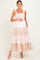 Peach Multi Floral Tiered Sleeveless Maternity Midi Dress