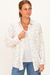Sage Floral Cotton Gauze Button-Down Shirt