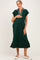 Hunter Green Striped Collared Side Slit Maternity Midi Dress