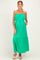 Green Strapless Cinched Waist Tie Maternity Maxi Dress