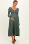 Olive Ribbed Knit Long Sleeve Maternity Maxi Dress