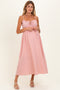 Red Striped Front Tie Cutout Ruffle Maternity Midi Dress