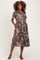 Navy Blue Floral Button Up Maternity Midi Dress