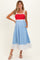 Red Blue Colorblock Sleeveless Maternity Midi Dress