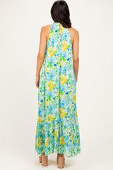 Blue Floral Halter Maxi Dress