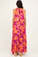 Plum Floral Halter Maxi Dress