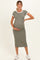 Faded Olive Colorblock Trim Maternity Midi Dress