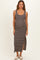 Black Beige Sleeveless Striped Maternity Maxi Dress