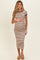 Ecru Striped Solid Trim Maternity Midi Dress