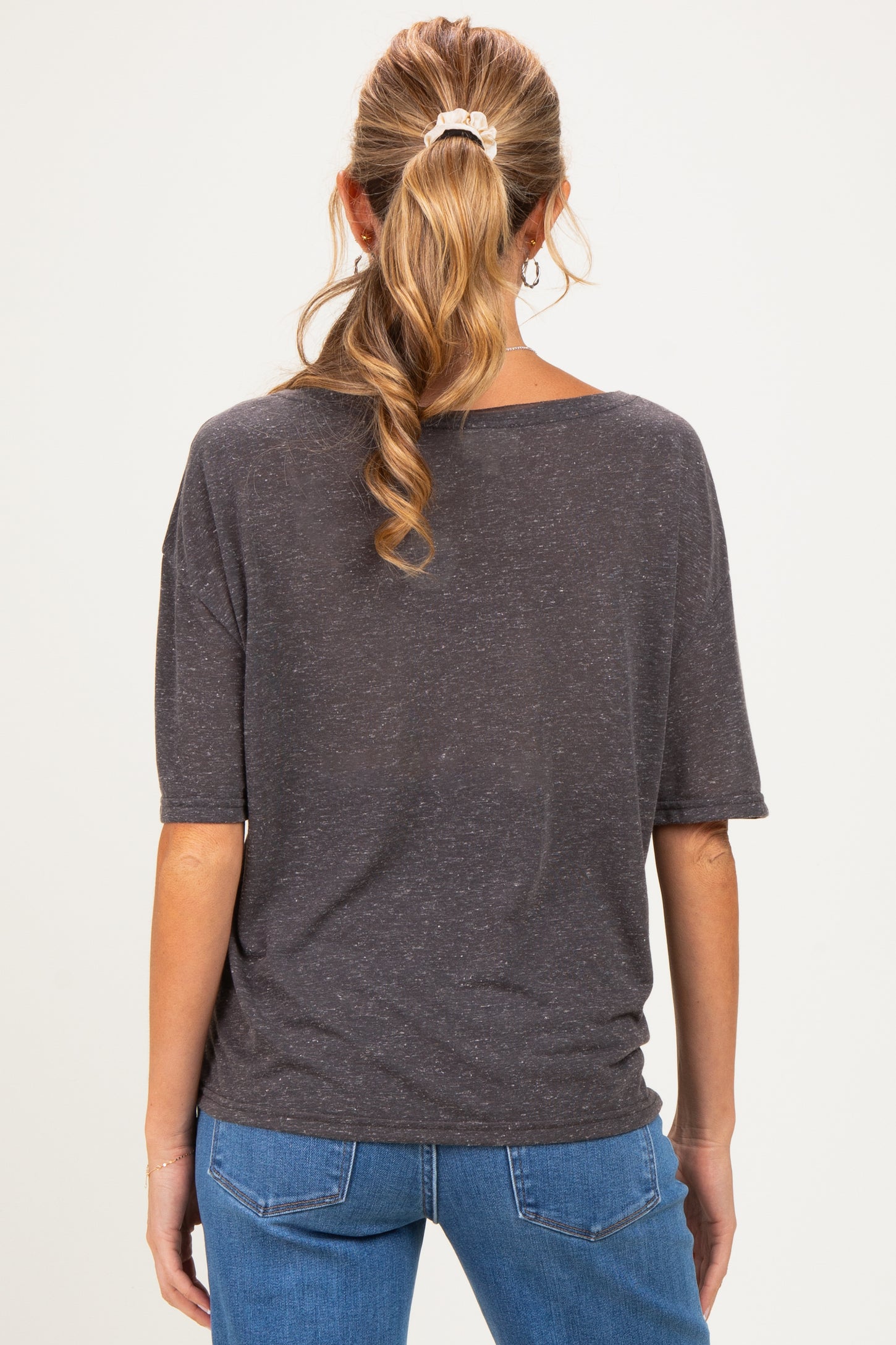 Black Charcoal Relaxed Fit Short Sleeve Maternity Top
