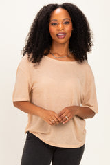 Latte Relaxed Fit Short Sleeve Maternity Top