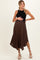 Chocolate Smocked Waist Rounded Hem Maternity Skirt