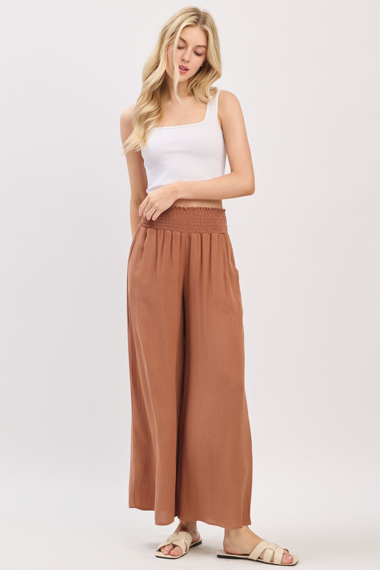 Nutshell Smocked Waistband Wide Leg Maternity Pants