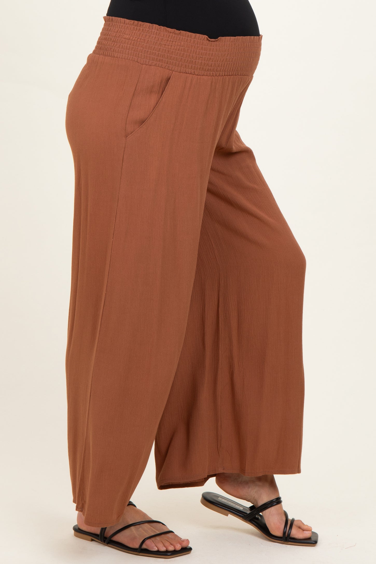 Nutshell Smocked Waistband Wide Leg Maternity Pants