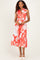 Red Floral Belted Sleeveless Shirt Dress